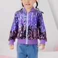 thumbnail image 2 of QQAMB Girls' Coat Ombre Sequin Bomber Jacket with Pockets Lightweight Sparkle Long Sleeve Zipper Gradient Jackets for Kid, 2 of 6