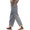 Gray, variant on Women's Casual Ankle Cuffed Striped Hem Pants Loose Fit Drawstring Elastic Waist Wide Leg Trousers with Pockets for Summer Beach Vacation White
