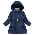thumbnail image 3 of TAGOLD Winter Coats for Girls 5-11 Years Little Girl Coats Solid Long Sleeve Big Collar Bow Print Thickened Warm Quilted Coat, 3 of 5