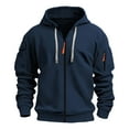 thumbnail image 2 of TOWED22 Mens Zip Up Hoodie Long Sleeve Fleece Casual Hooded Sweatshirts Athletic Full Zip Jacket with Pockets(Navy,XL), 2 of 8