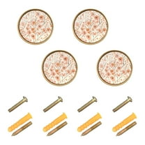 Ryvnso Small Floral Cabinet Knobs Kitchen Door Round Pulls Drawers Dresser Cupboard Knob Set of 4