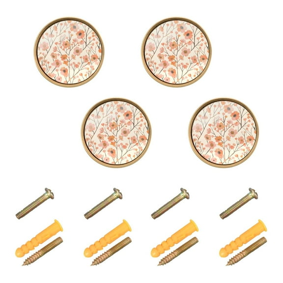 Ryvnso Small Floral Cabinet Knobs Kitchen Door Round Pulls Drawers Dresser Cupboard Knob Set of 4