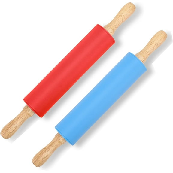 Classic Kids Rolling Pin - 2 Pack, 12 Inch for Play Dough & Cookies