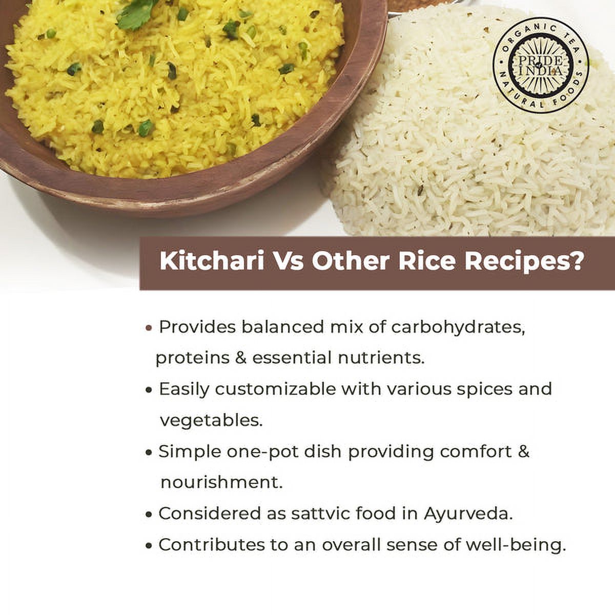 Pride Of India - PACK of 6 - Brown Basmati Rice And Lentil Kitchari Mix , Protein Superfood, 3 lbs Jar, Gluten-Free