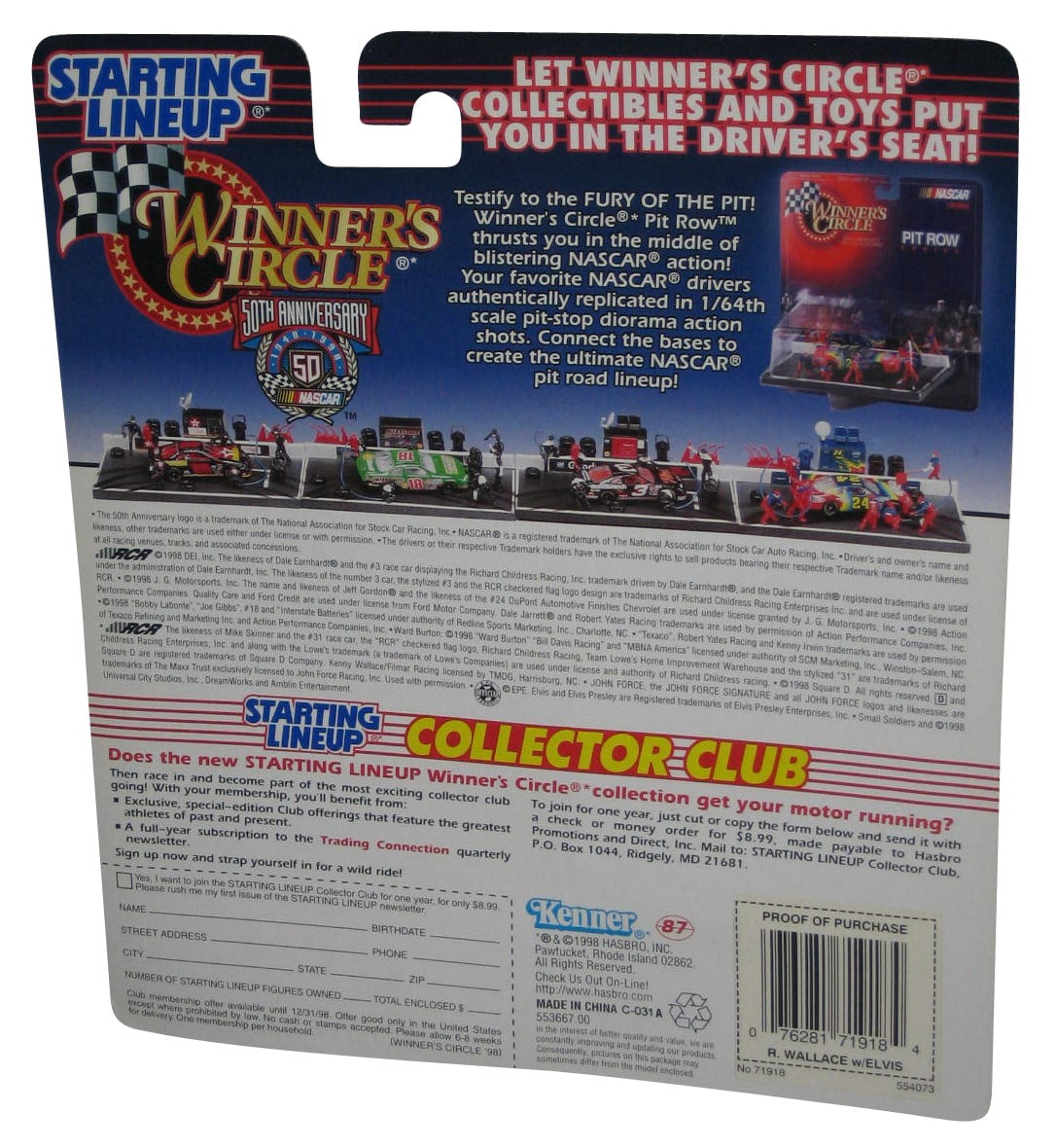 Rusty Wallace Starting Lineup Winner's Circle Figure and Card 1998 Series  II - Walmart.com