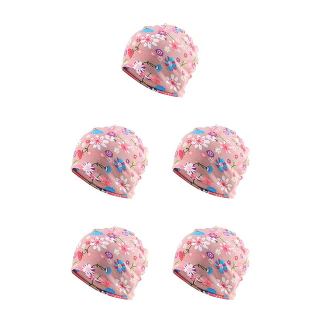 Maytalsory Bonnet Ethnique Style Hijab Floral Imprimé Coloré Turban Réglable Oreille Protection Style Accessoires Bonnet Rose Fleur 5Set