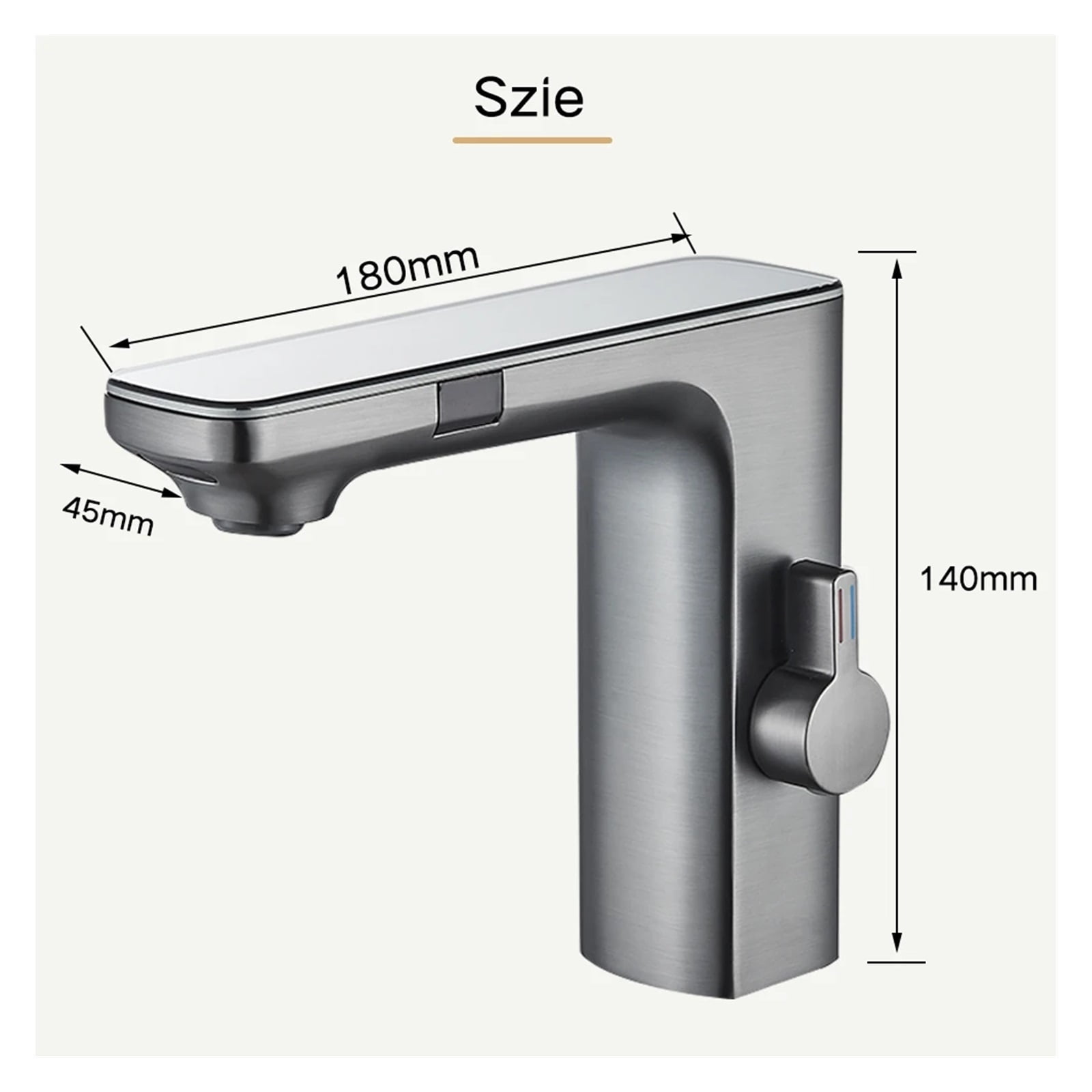 Touchless Sensor Basin Faucet, Brass Smart Digital Display Bathroom Sink Faucet, Grey Sense Hot Cold Water Mixer Tap Battery Power