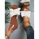 thumbnail image 1 of Preppy Outdoors Flat Slippers for Women, Bow Decor Polyester Open Toe Slide Sandals, 1 of 4