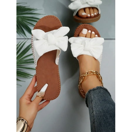 

Butterfly Knot Slippers Women‘s Fashion One-Word Drag Anti-Slip Beach Shoes Summer And Autumn New For Outdoor Wear