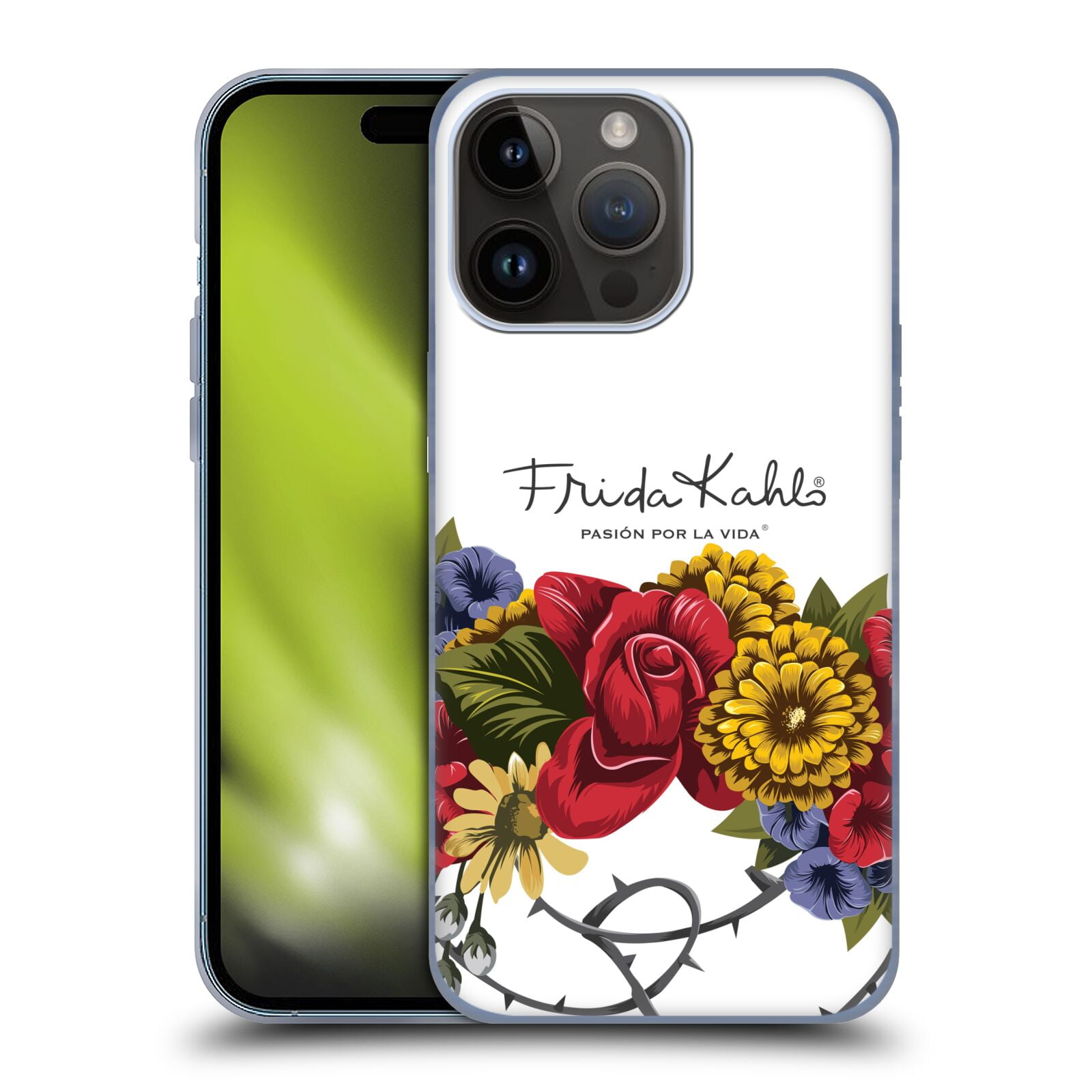 Head Case Designs Officially Licensed Frida Kahlo Red Florals Bunch Soft Gel Case Compatible with Apple iPhone 15 Pro Max
