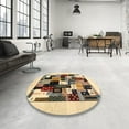 thumbnail image 3 of Ahgly Company Indoor Round Contemporary Reddish Brown Abstract Area Rugs, 4' Round, 3 of 6
