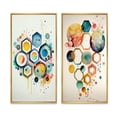 thumbnail image 2 of Designart "Geometric Hexagon and Circle III" Abstract Geometric Framed Wall Art Set Of 2 - Blue Geometric Framed Canvas Set For Living Room Decor, 2 of 7