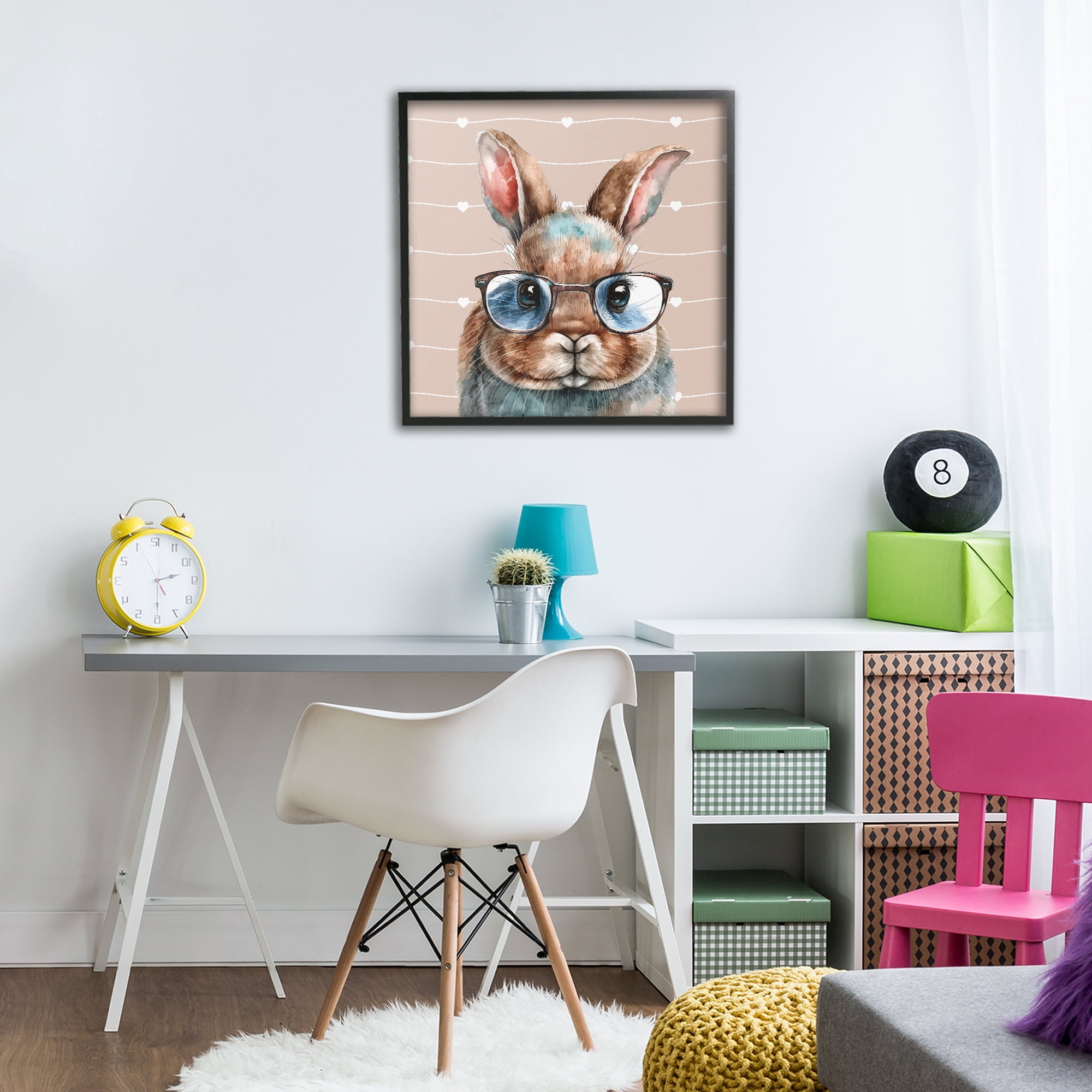 Stupell Industries Buster Rabbit with Specs Black Framed Giclee Art, design by Yvonne Coleman Burney