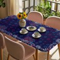 thumbnail image 3 of Independence Day Table Cloths for 3 Foot Rectangle Tables, Blue Fireworks US Flag Stars Sparklers Modern Patio Waterproof Elastic Fitted Tablecloths, Washable Rectangular Table Cover for Camping, 3 of 8