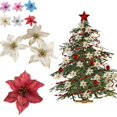 thumbnail image 2 of Flores artificiales de Navidad con purpurina, decoraciones para árboles de Navidad para el hogar, adornos de Navidad, decoración de Año Nuevo, 10 unids/lote por paquete, 2 of 4