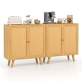 thumbnail image 1 of Gymax 2PCS Bamboo Buffet Cabinet w/ PE Rattan Doors Freestanding Kitchen Cupboard Natural, 1 of 10