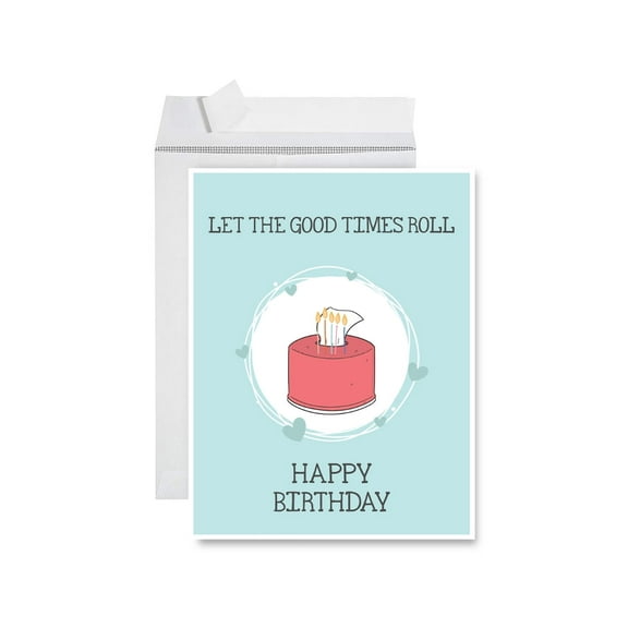 Koyal Wholesale Happy Birthday Quarantine Jumbo Card, Let The Good Times Roll, Toilet Paper Cake, Funny Social Distance