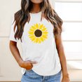 thumbnail image 1 of EGNMCR T-Shirts pour Femmes Mode pour Femmes Col Rond Manches Courtes Hauts à Imprimé de Tournesol de Pâques, 1 of 7