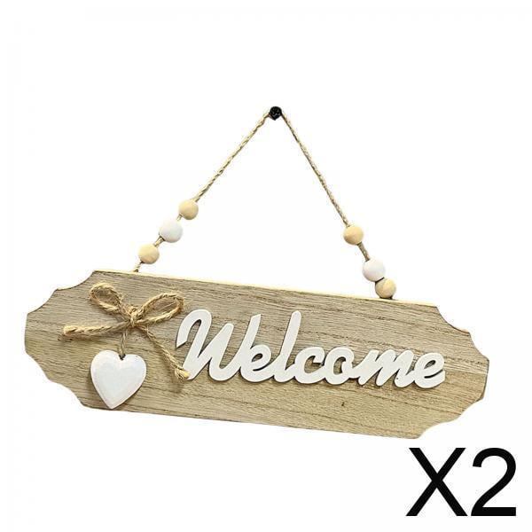 2 Letreros De Madera Para Colgar En La Puerta Con Lazo, Colgador De Puerta Para Decoración De La Puerta Delantera Del Porche, Bienvenidos De Madera