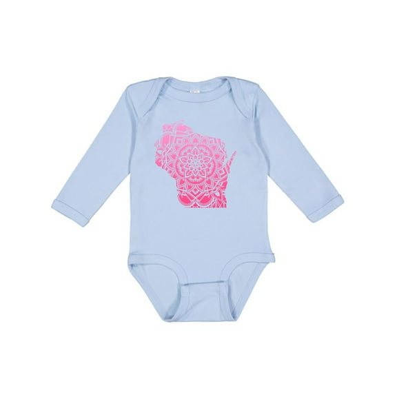 Inktastic Wisconsin Silhouette Mandala Boys or Girls Long Sleeve Baby Bodysuit