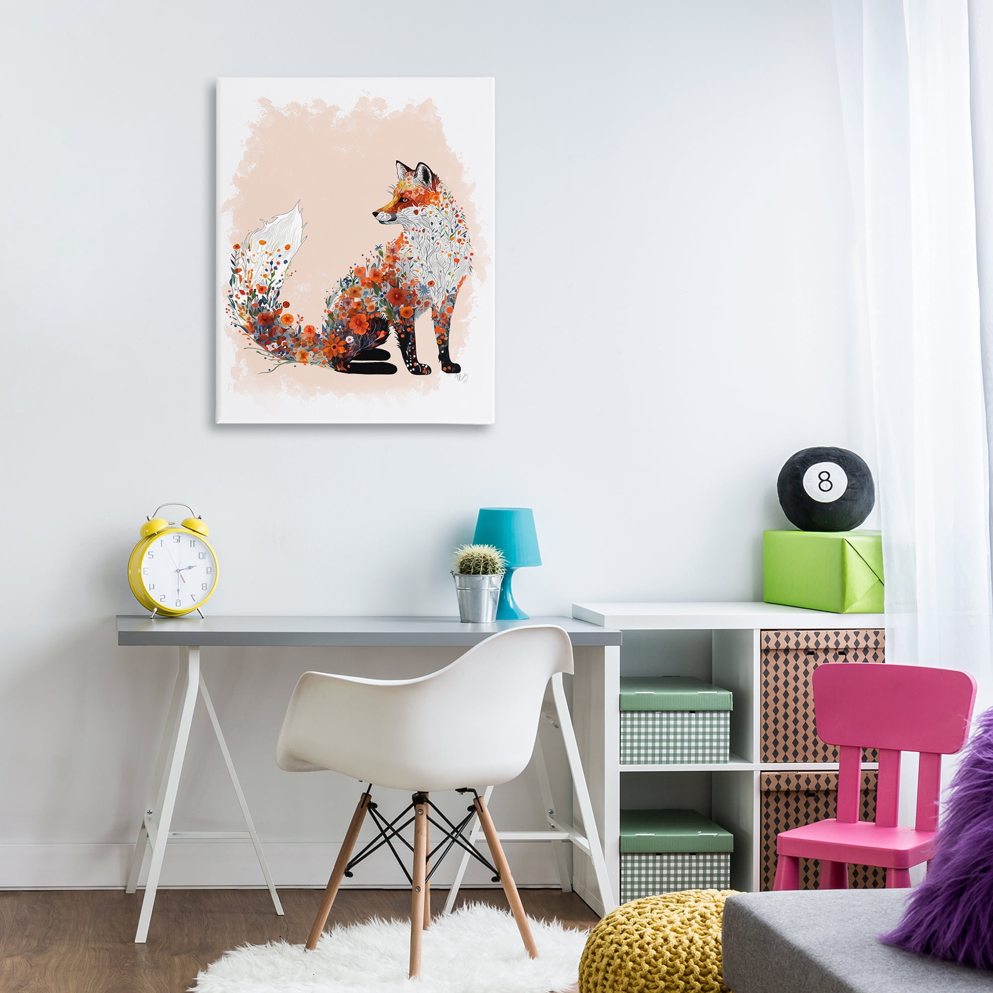 Stupell Industries Wildflower Patterned Fox Animals & Insects Painting Gallery Wrapped Canvas Art Print Wall Art, 30 x 40