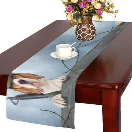 

MYPOP The Sentry Dog In A Helmet Table Runner 14x72 inch For Dinner Parties Events Home Decor