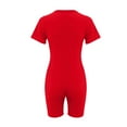 thumbnail image 5 of Outfmvch Bodysuits For Women Jumpsuit Women'S Short Sleeve Jumpsuit Bodysuit Bodycon Shorts Solid Color Stretchy Onesie Romper Jumpsuits For Women Dressy Red 1 S, 5 of 6