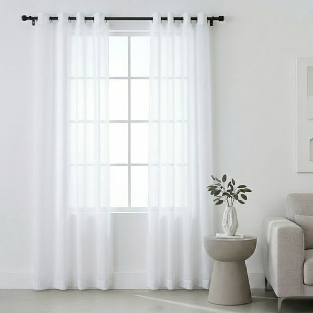 Cortinas Traslúcidas Grandes 280 x 215 ,Elegantes Con Aros Metálicos, Para Ventana De Sala, Cuarto Y Comedor, Cortina Transparente Difusora Luz Mod. Blanco