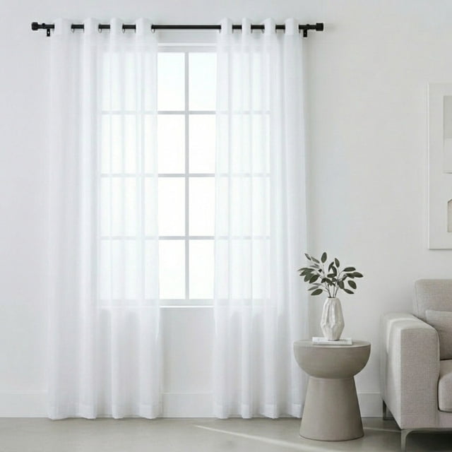 Cortinas Traslúcidas Grandes 280 x 215 ,Elegantes Con Aros Metálicos, Para Ventana De Sala, Cuarto Y Comedor, Cortina Transparente Difusora Luz Mod. Blanco