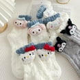 thumbnail image 4 of Hello Kitty Christmas Sanrio Coral Velvet Socks White Snow Cute Girl Love Socks Girl Home Versatile Sleep Socks Floor Socks, 4 of 9