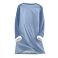 thumbnail image 3 of IYYVV Women's Winter Warm Sherpa Lined Sweatshirt Pullover Crewneck Long Sleeve Fleece Lined Thermal Shirts Loungewear Tops Blue S, 3 of 4