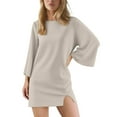 thumbnail image 2 of Zedker Dresses for Womens 2025 Casual Long Sleeve Cozy Tshirt Fashion Fall Outfits White Plus Size XXL, 2 of 7