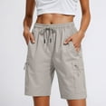 thumbnail image 2 of PUYAHG Casual Cargo Pantsfor Womens Summer Shorts Lightweight Outdoor Walking Travel Elastic Waist Wide Leg Stretchable Loose Fit with Pockets Short Pants for Ladies Khaki,S, 2 of 6
