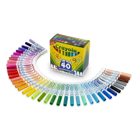 Crayola Broad Line Washable Markers, Assorted Colors, 40 Count