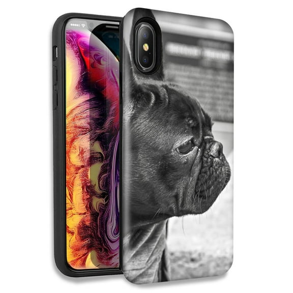 Mundaze French Bulldog Double Layer Hybrid Case Cover For Apple iPhone X XS