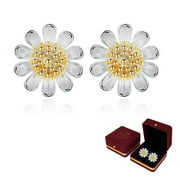 AIDAIL 925 Sterling Silver Flower Earrings for Women Girls Hypoallergenic Jewelry Gift for Women Girlfriend Daughter