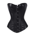 thumbnail image 1 of SAYFUT Fashion Faux Leather Buckle-Up Overbust Corset Body Shaper for Women With Sexy G-String Black S-6XL, 1 of 7
