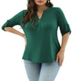 thumbnail image 3 of LEEYNEER Women‘s Plus Size Tops 3/4 Length Sleeve Shirts Dressy Casual V Neck Tunic Blouse (M-4XL), 3 of 10