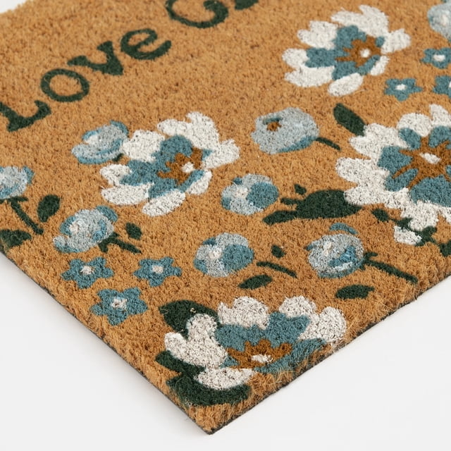 Welcome Door Mat Floral Pattern Non Slip Floor Mat 50X80 Cm (20X31 Inch) for Indoor Outdoor Entryway