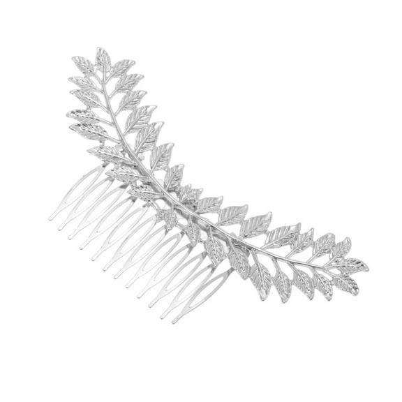 Unique Bargains 1 Pc Women's Durable Leaves Side Comb for Parties Silver Tone Alloy
