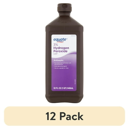 (12 pack) Equate 3% Hydrogen Peroxide Liquid USP Antiseptic, 32 fl oz