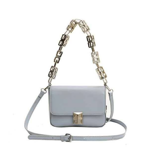 Nuevo bolso cuadrado pequeño de color sólido de nicho, bolso de hombro de PU con cadena de moda, azul