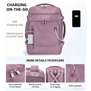 WANDF 18 Carry on Travel Backpack with Clear Toiletry Bag,30L Airline Approved Personal Item Bag 18x14x8 with USB Port, Laptop Backpack Casual Daypack for Weekender Business(Pink)