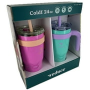 Reduce Cold1 24 Fluid Ounce Mug, 2 Pack (Pink/Teal)