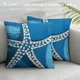 thumbnail image 3 of Qinduosi Nautical Starfish Throw Pillow Covers Inch Beach Themed Decorative Pillows Cases Set of Summer Ocean Blue Linen Pillowcase for Outdoor Couch Patio Living Room White, 3 of 5