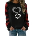 thumbnail image 4 of XIAOCHA Women Double Heart Embellished Sweatshirt Valentine Loose Long Sleeve Round Neck Pullover Spring Soft Daily Top, 4 of 6