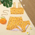 thumbnail image 3 of GYRATEDREAM Girls 3 Piece Swimsuit Bathing Suit Bikini Set with Cover Up Swimwear Kid Beach Skirt, Yellow 8-10 Years, 3 of 6