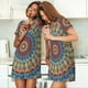 thumbnail image 4 of Balery Round Mandala Camisón de manga corta con cuello redondo para mujer, cómodo y elegante., 4 of 6