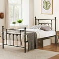 VECELO Twin Size Metal Platform Bed Frame with Victorian Headboard & Footboard, Slats Support