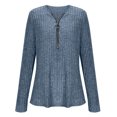 thumbnail image 3 of GA WEIHUA Women's Ribbed Knit Tunic Tops Quarter Zip Crewneck Pullover Sweater Casual Loose Long Sleeve T Shirts Comfy Solid Color Blouses(Blue,XXL）, 3 of 6